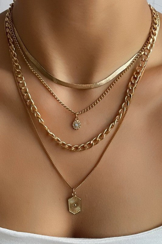 DOUBLE CHARM MULTI LAYER NECKLACE | 40NK9609