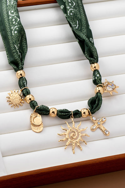 HANDMADE SCARF NECKLACE-SUNBLAST CROSS HEART MOON | 80N92552