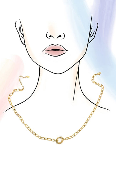 18K STAINLESS STEEL TARNISH FREE OVAL NECKLACE | 40NK9585