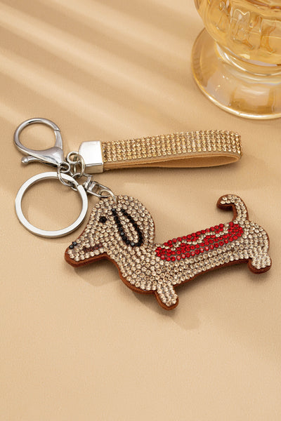 BAG CHARM KEY CHAIN - BLING RHINESTONE DOG | 80K075