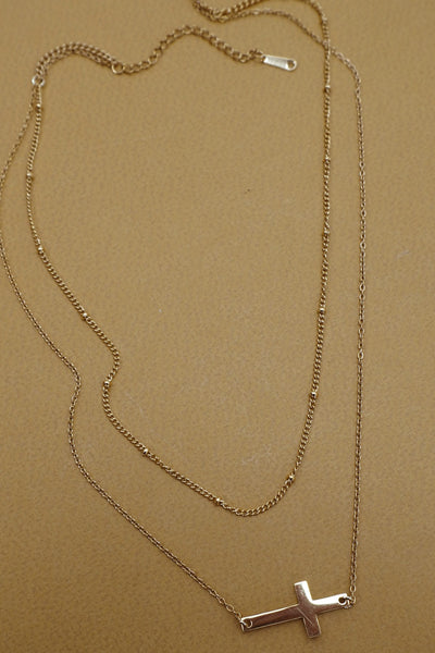 18K STAINLESS STEEL TARNISH FREE CROSS NECKLACE | 40NK9614