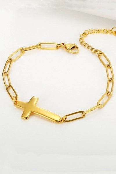 18K STAINLESS STEEL TARNISH FREE CROSS BRACELET | 40B5202