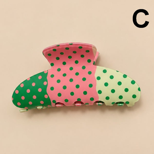 COLOR BLOCK PATCHWORK POLKA DOT HAIR CLAW CLIPS | 40H1241