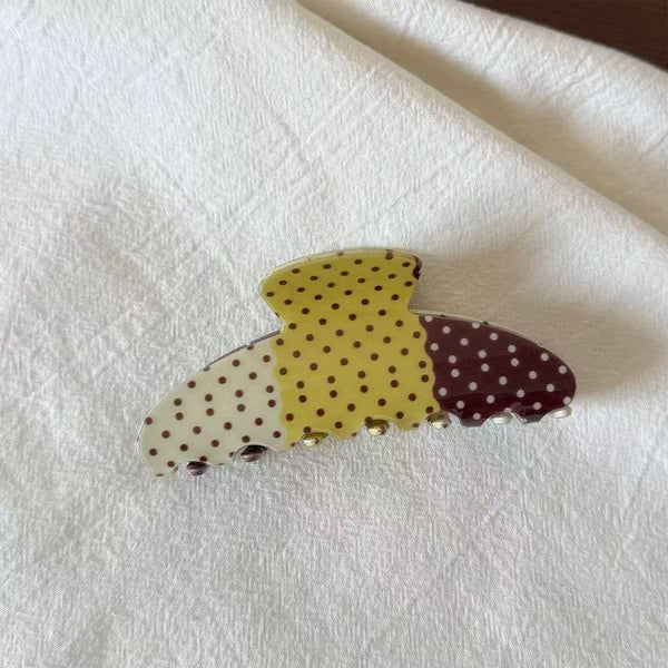 COLOR BLOCK PATCHWORK POLKA DOT HAIR CLAW CLIPS | 40H1241