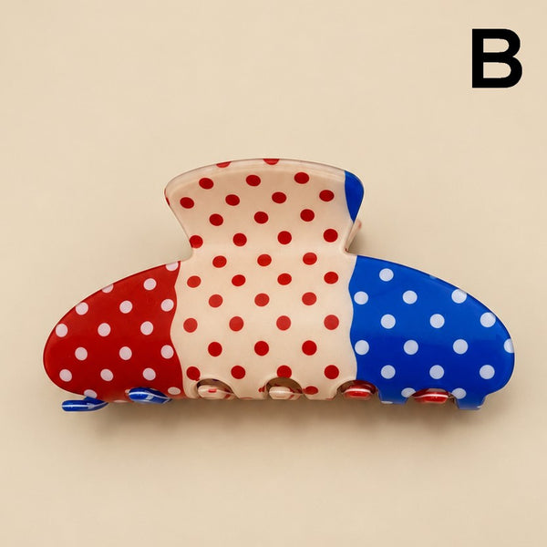 COLOR BLOCK PATCHWORK POLKA DOT HAIR CLAW CLIPS | 40H1241