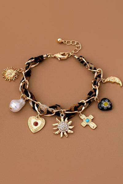 CHARM SCARF BRACELET-CROSS HERT SUNBLAST PEARL | 80B1574