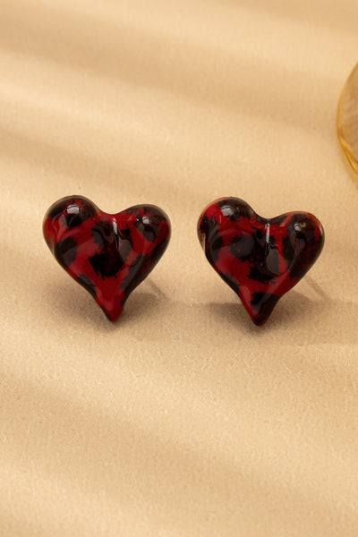 ANIMAL PATTERN HEART STUD EARRING | 80E61520