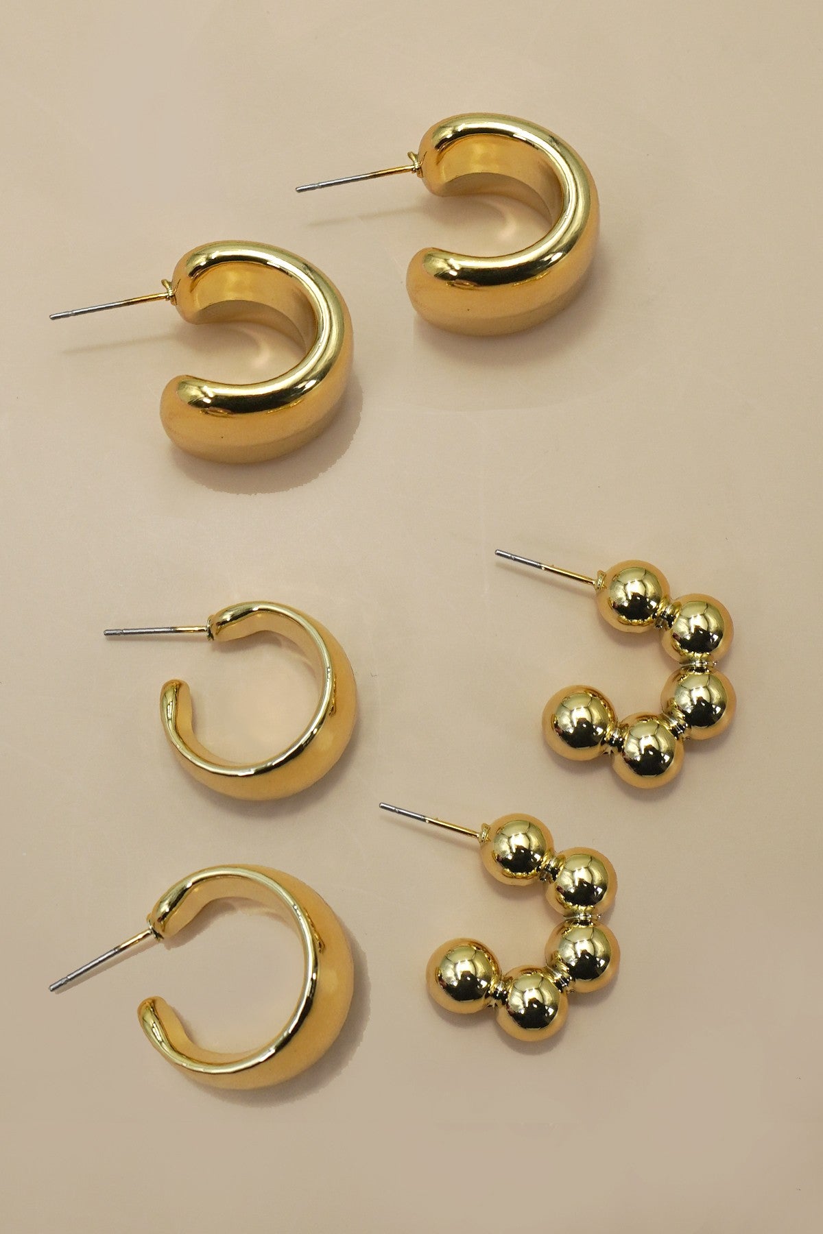 MULTI CLASSIC TRIO HOOP STUD EARRINGS | 40E448