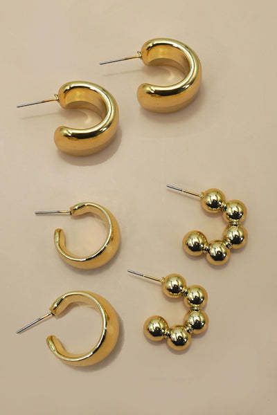 MULTI CLASSIC TRIO HOOP STUD EARRINGS | 40E448