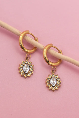 18K STAINLESS STEEL TARNISH FREE CRYSTAL EARRINGS | 40E450