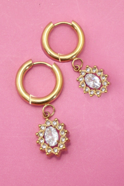 18K STAINLESS STEEL TARNISH FREE CRYSTAL EARRINGS | 40E450