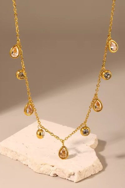 CRYSTAL RHINESTONE MULTI DROP PENDANT NECKLACE | 40NK9623