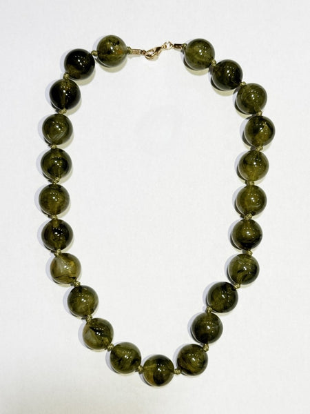 NATURAL STONE AGATE GLASS STAINLESS STEEL NECKLACE | 40NK9627