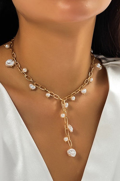 BOHO Y PEARL STATION NECKLACE | 40NK9628