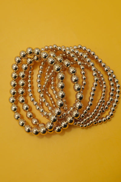 CLASSIC MULTI BALL CHAIN BEAD STRETCHABLE BRACELET | 40B5203