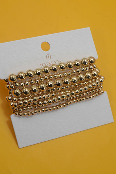 CLASSIC MULTI BALL CHAIN BEAD STRETCHABLE BRACELET | 40B5203