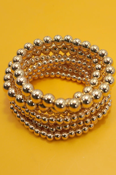 CLASSIC MULTI BALL CHAIN BEAD STRETCHABLE BRACELET | 40B5203