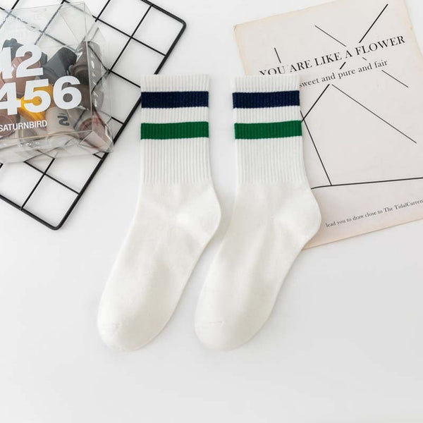 WOMAN STRIPE HALF CREW THROWBACK COTTON SOCKS | 40S02075