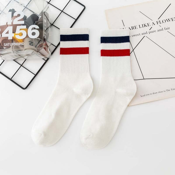 WOMAN STRIPE HALF CREW THROWBACK COTTON SOCKS | 40S02075