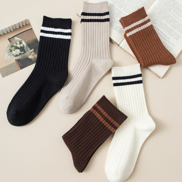 WOMAN STRIPE HALF CREW THROWBACK COTTON SOCKS | 40S02076