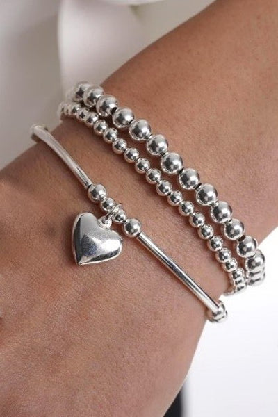 MULTI BALL CHAIN SILVER STRETCHABLE BRACELET | 40B5206