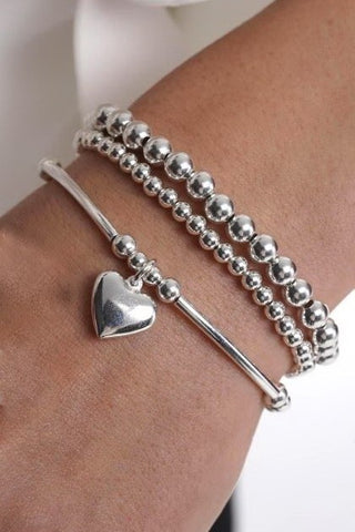 MULTI BALL CHAIN SILVER STRETCHABLE BRACELET | 40B5206