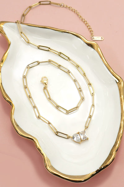 18K STAINLESS STEEL TARNISH FREE RHIN NECKLACE | 40NK9634