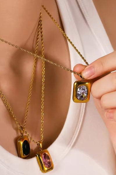 18K STAINLESS STEEL TARNISH FREE RHINE NECKLACE | 40NK9635