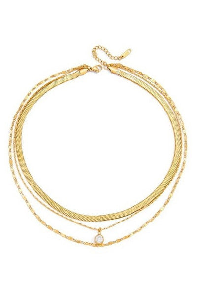 18K STAINLESS STEEL TARNISH FREE LAYERED NECKLACE | 40NK9636
