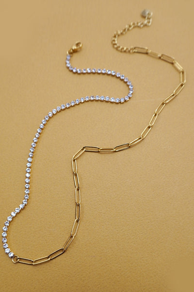 18K STAINLESS STEEL TARNISH FREE TENNIS NECKLACE | 40NK9641
