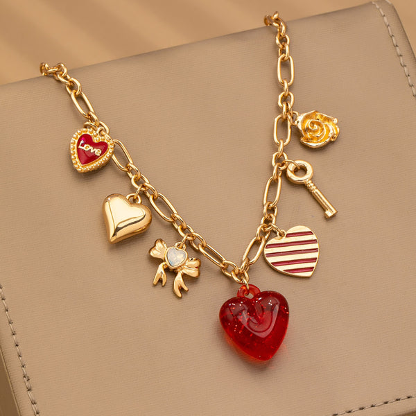 CHARM NECKLACE-HEARTS KEY BOW LOVE | 80N92641