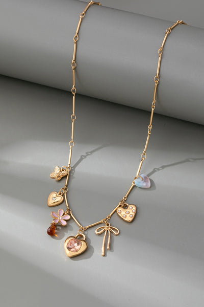 CHARM NECKLACE-HEARTS FLOWER BOW BUTTERFLY | 80N92639