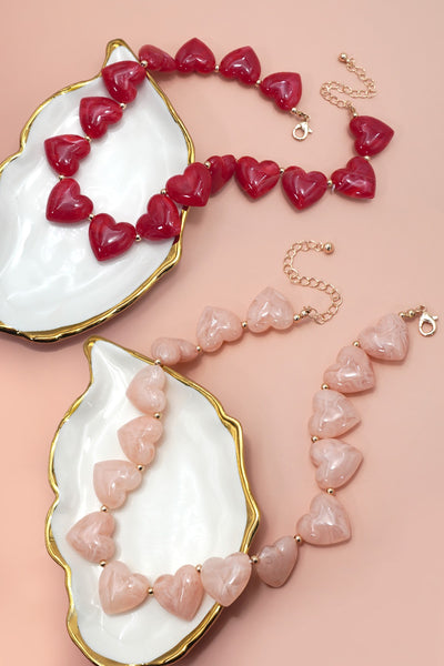 LARGE HEART SHAPE BEADED NECKLACE | 80N92654