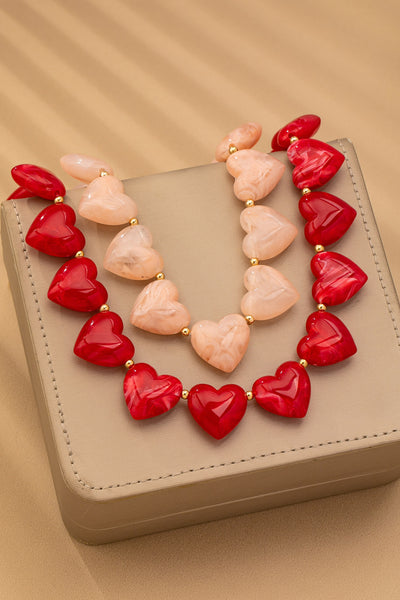 LARGE HEART SHAPE BEADED NECKLACE | 80N92654