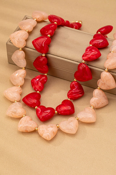 LARGE HEART SHAPE BEADED NECKLACE | 80N92654