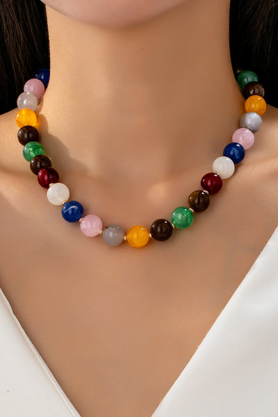 HIGH GLOSSY MULTI COLOR BEADED CHAIN NECKALCE | 80N92627