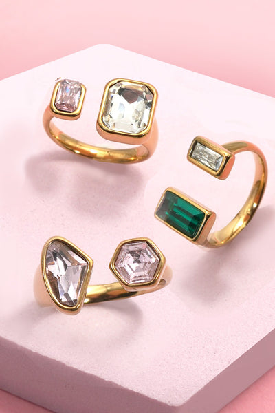 18K STAINLESS STEEL TARNISH FREE  RHINESTONE RINGS | 40R137