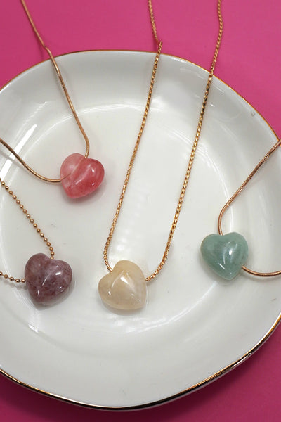 NATURAL STONE SEMI PRECIOUS HEART NECKLACE | 80N92675