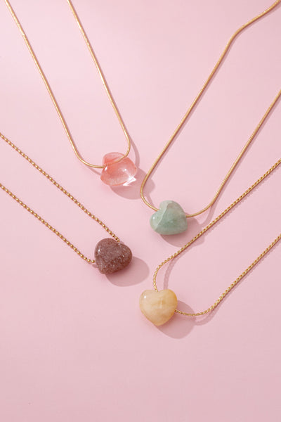 NATURAL STONE SEMI PRECIOUS HEART NECKLACE | 80N92675