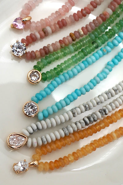 NATURAL SEMI PRECIOUS STONE BEADED CHARM NECKLACE | 80N92658