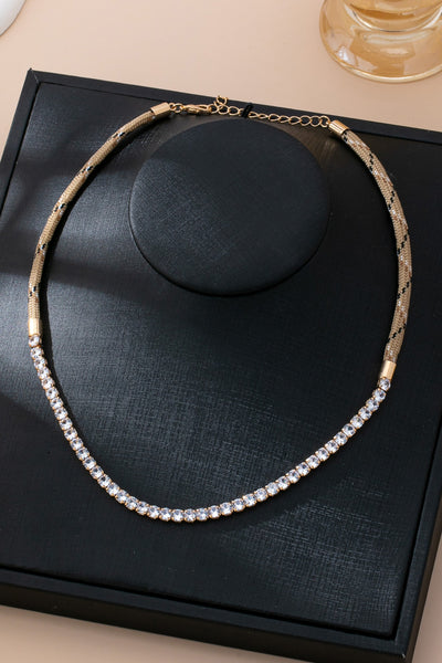 BOHO HALF RHINESTONE CORDED ROPE  NECKLACE | 80N92660