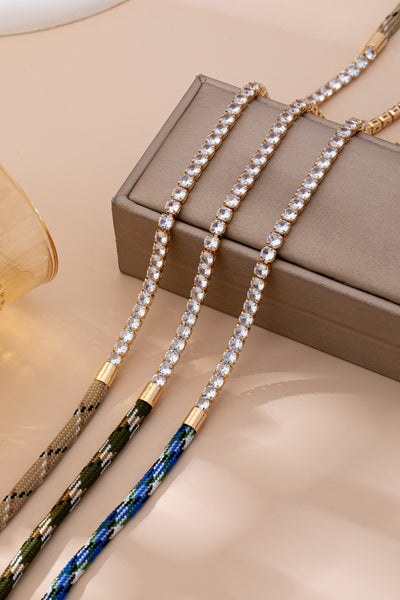 BOHO HALF RHINESTONE CORDED ROPE  NECKLACE | 80N92660