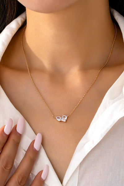 Teardrop Rectangle Crystal Pendant Necklace | 80N92666