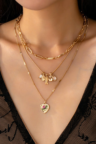 Porcelain Heart Multi Charm Pendant Necklace | 80N92663