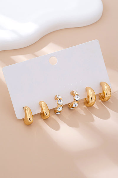 Rhinestone Geo Puffy Hoop Trio | 80E61592