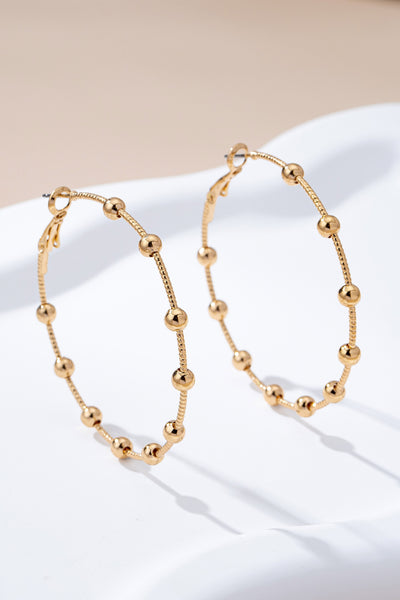 Classic Gold Ball Beaded Station Hoop Earrings | 80E61576