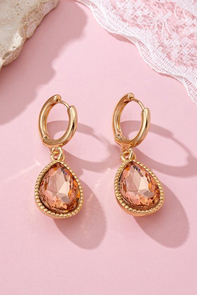 Rectangle & Teardrop Stone Drop Hoop Earrings | 80E61554