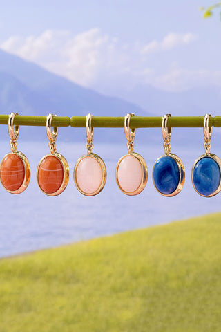 Oval Stone Drop Hoop Earring | 80E61563