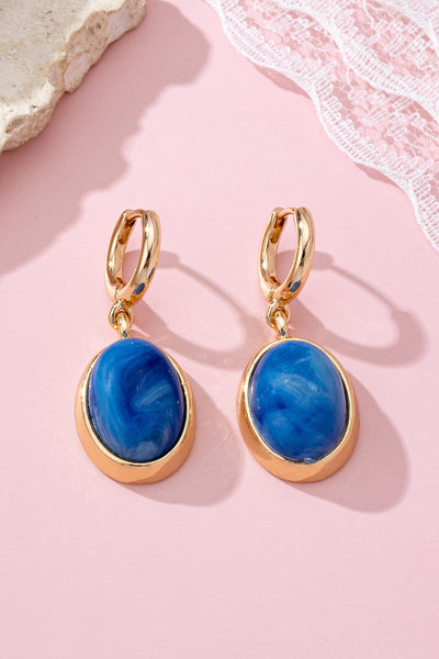 Oval Stone Drop Hoop Earring | 80E61563