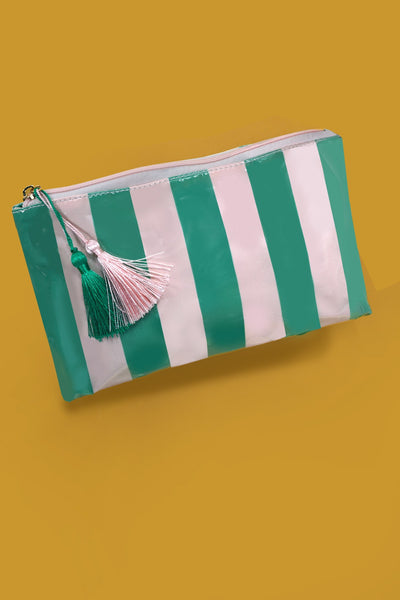 TRAVEL STRIPE COSMETIC MAKEUP POUCH BAG | 40P594